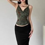 Woherb Summer New Women's Street Fashion Sexy Sling Crop Print Small Vest Woman-Outfit