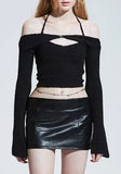 Halter Solid Short Vest and Cape 2 Pieces
