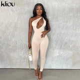 Kliou One Shoulder Sexy Cut Out Rompers Womens Jumpsuit 2021 Streetwear Solid Backless Active Wear Skinny Slim Jumpsuits
