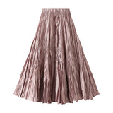Spring New Sister Wind High-Level Feeling Hundred Folds Loose Thin Swing Skirt Leisure A Skirt