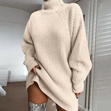 2021 Women's Sweater Autumn Winter Warm Turtlenecks Solid Casual Loose Oversized Lady Sweaters Knitted Pullover Top Pull