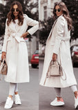 Winter Elegant Turndown Collar Long Woolen Coat with