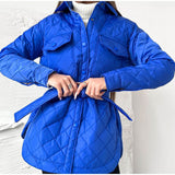Buckle Collar Loose Warm Lingge Cotton Suit New 2025 Autumn And Winter With Thick Cotton