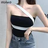 Camisole Women Tops Tank Irregular White Retro Short Vest Kawaii Hot Sexy Y2k KoreanStreetwear Gothic-Outfit