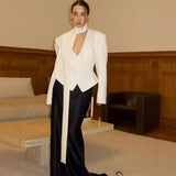 New Lace With Female Niche Design Temperament V-Neck High-End Suit