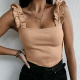 Woherb Hot Style Sexy One-Word Collar Low-Cut Strap Slim Top-Outfit