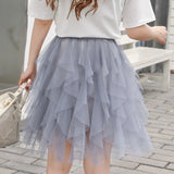 8 Color Girl Sweet Mesh Short Tulle Skirt Elastic Waist Fairy Tutu Ball Gown Mini Skirt For Spring Summer QT2179-Outfit