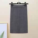 Winter Women Sweater Skirt New 2021 Knitted Midi Skirts Korean Elastic High Waist Elegant Autumn Split Fork Black