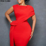 Bodycon Mini Dress African Dresses for Women 2023 Daily Elegant High Waist Bandage Irregular Robe Femme African Clothes-Outfit