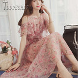 Summer Chiffon Women Dress Ruffles Floral Female