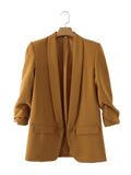 Spring Style Pleated Sleeve Sag Urban Leisure Candy Color Women's Suit Coat-Outfit