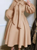 Formal Puff Sleeves Tied Cocktail Party