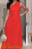 Vintage Off Shoulder Irregular Wide Folds Dress Women Chic Diagonal Collar Puffy Hem Dresses Elegant Office Lady Vestidos-Outfit