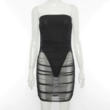 hirigin Sexy Ruched Mesh Sheer Night Party Dress for Women 2021 Birthday Club Outfits Off Shoulder Backless Bodycon Mini
