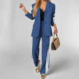 2025 Women's Suit-Summer New Casual Solid Color Sliced Long Sleeve Suit Fashion Set