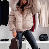 B7K Explosion Winter Cotton Clothes Women's Winter New Large Wool Collar Cotton Clothes Simple Thick To Keep Warm