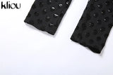 Kliou Hollow Out See Through Jumpsuit For Women Solid Sexy Sling Skinny Cleavage Net Plaid Hole Stunning Midnight Club