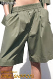 2023 Women Summer Shorts Casual Solid Poplin Elastic waist Pockets Female Elegant Street Short Clothing-Outfit