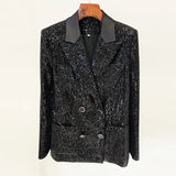Fashion New Gold Velvet Sleek Double Buckle Blazer Jacket Repair Micro-Tlip Trousers