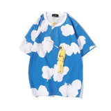 Dye Wish You Were Here Letter Foam Oversize Tshirts for Men and Women Short Sleeve Casual Summer T Shirt Hip Hop Cotton