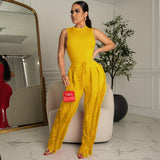 Two Piece Set Womens Outfits Sexy O Neck Tank Top + Drawstring Pants Skinny Tracksuit Women Casual Streetwear Club Suits-Outfit