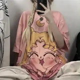 Gray Tshirt Streetwear Loose Summer T Shirt Women Harajuku Punk Short Sleeves T-shirts Tops Tee Hip Hop Loose Tshirt