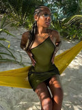 Kliou Mesh Halter Tie Up Baddie Dresses For Women 2021 Summer Casual Street Style Sexy Backless Sleeveless Mini Dress Female