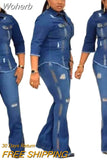 Piece Set African Clothes for Women Dress Autumn Vestidos Elastic Jeans Suit African Outfits Dashiki Plus Size Africa Clothing-Outfit