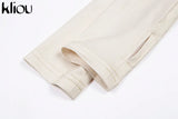 Kliou high quality fashion print bodycon soft tees crop top spring new long-sleeve casual elastic harajuku streetwear