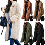 Women's Autumn And Winter Long Sleeves Collar Double-Sided Lady Plush Coat Long Coat Lamb Velvet
