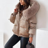 B7K Explosion Winter Cotton Clothes Women's Winter New Large Wool Collar Cotton Clothes Simple Thick To Keep Warm