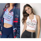 Fashion Tank Tops Women Summer Sleeveless Knitted White Vest Fashion Print Cropped Tops Ladies Harajuku Y2K Style Shirt