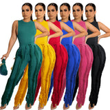 Two Piece Set Womens Outfits Sexy O Neck Tank Top + Drawstring Pants Skinny Tracksuit Women Casual Streetwear Club Suits-Outfit