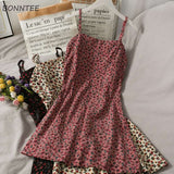 Dresses Women Leisure 3 Colors Floral Retro Aesthetic Elegant Students All-match Fashion Ladies Simple Summer