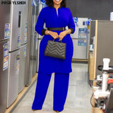 Piece Set Women Tracksuit Summer Clothes African Dresses for Women Casual Party Long Dress Tops Wide Leg Pants Suits Outfits-Outfit