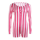 Sexy Women Bodysuit Long Sleeve Deep V Neck Bodycon Stretch Leotard Crop Top Button Short Romper Pajamas Women Jumpsuit