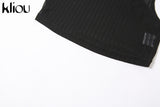 Kliou Sexy Sleeveless Cross Top And Pants Two Piece Set Women Solid Club Outfits Midnight Party Wear See Through Skinny