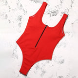 White Swimwear Women 2020 New Arrival Padded Zipper Patchwork Sexy One Piece Swimsuit Female Bathing Suit