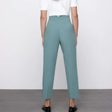 Summer Casual Solid Ankle-Length Pants 2023 High waist Fashion Female Elegant Straight Pants Trousers Clothing LY9385-Outfit
