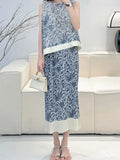 Folded New Middle-Chai Porcelain Printing Wrinkles Daily Commute Flower Vest Dress Suit