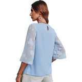 Elegant Printed Solid Color Round Neck
