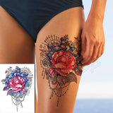 Temporary Tattoo Stickers Sexy Rose Heart-shaped Wreath Fake Tatto Waterproof Tatoo Back Leg Arm Belly Big Size for Women