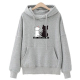 Cat Print Hoodies Autumn Cute Pink Long Sleeve Hooded Sweatshirts Harajuku Plus Size Pocket Female Pullover Hoody
