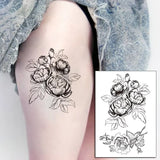 Temporary Tattoo Stickers Rose Sapphire Red Flower Fake Tatto Waterproof Tatoo Back Leg Arm Belly Big Size for Women Men