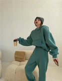 Women Hoodies Sweatshirt Fleece 100% Cotton Tracksuit Casual Sports Sweatshirts Pullover Home Sweatpants