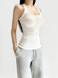Girls White Hanging Neck Sling Vest Outside Wearing Women's Summer New Thin Back Shirt Long