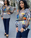 2 Piece Set African Clothes Africa 2023 Dashiki Fashion Print Dresses Suit Bazin Top Pants Elastic Party Plus Size Clothing-Outfit