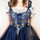 Spring And Summer New French Retro Wrapped Court Corset Front Strap U Tie Leaf Printed Vest Female