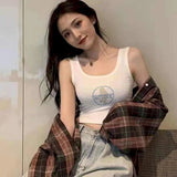 kawaii women's tube top tank vest bottoming underwear women cute prints slim short cropped clothes Korean summer corset
