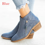 Autumn Women Shoes Retro High Heel Ankle Boots Female Block Mid Heels Casual Botas Mujer Booties